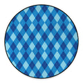 Blue Argyle Pattern Print Round Floor Mat