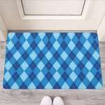 Blue Argyle Pattern Print Rubber Doormat