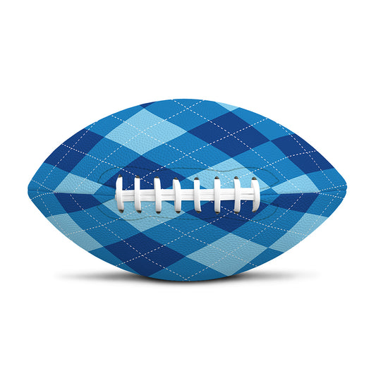 Blue Argyle Pattern Print Rugby Ball