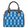 Blue Argyle Pattern Print Shoulder Handbag