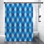 Blue Argyle Pattern Print Shower Curtain