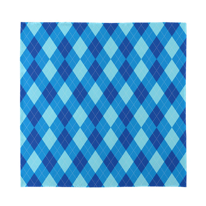Blue Argyle Pattern Print Silk Bandana