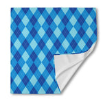 Blue Argyle Pattern Print Silk Bandana