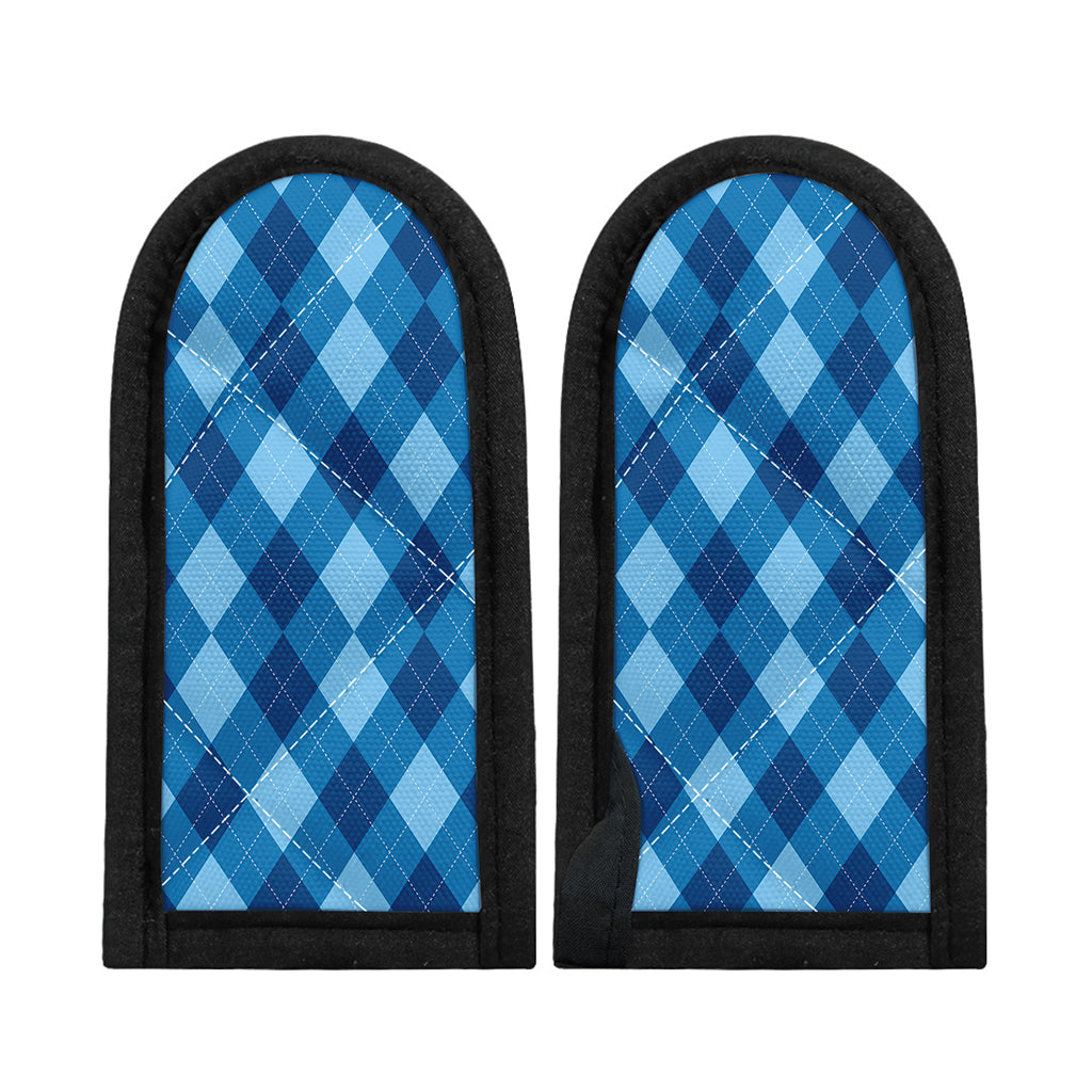 Blue Argyle Pattern Print Skillet Handle Cover