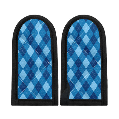 Blue Argyle Pattern Print Skillet Handle Cover