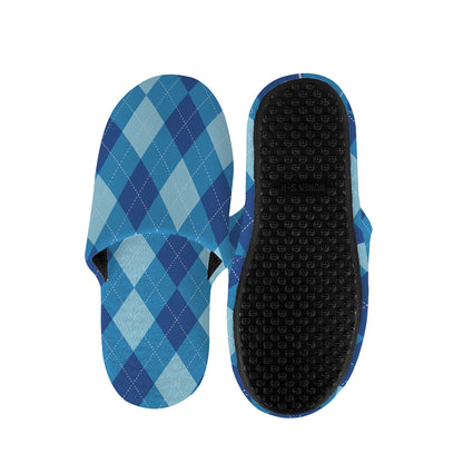 Blue Argyle Pattern Print Slippers