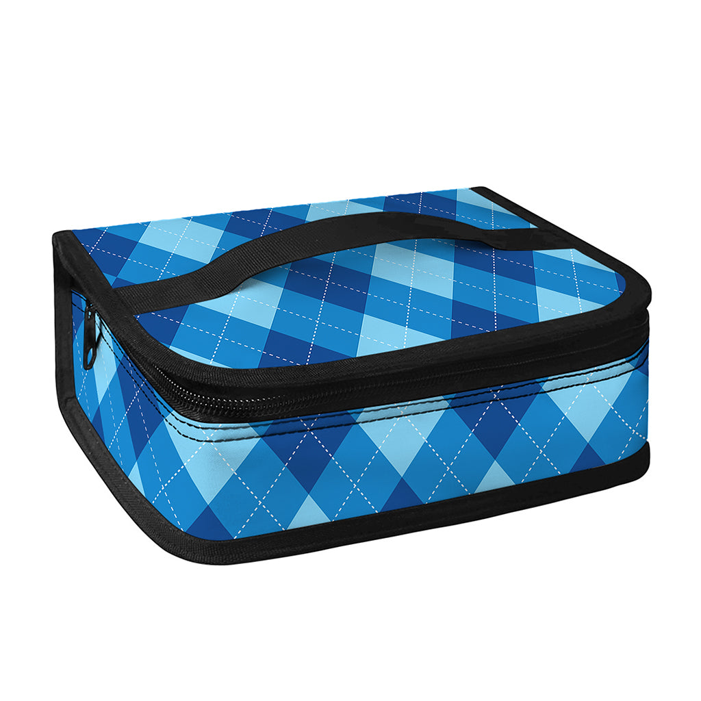 Blue Argyle Pattern Print Small Lunch Bag