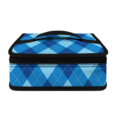 Blue Argyle Pattern Print Small Lunch Bag