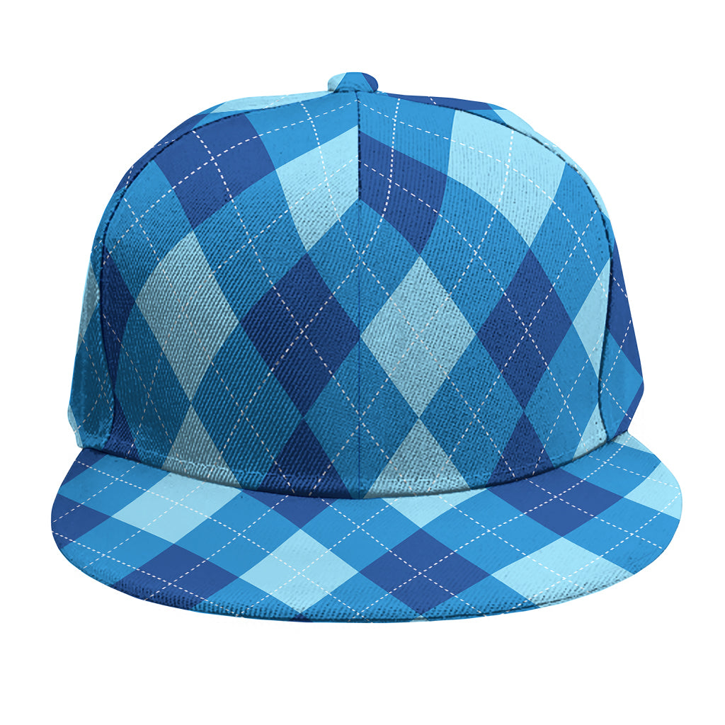 Blue Argyle Pattern Print Snapback Cap