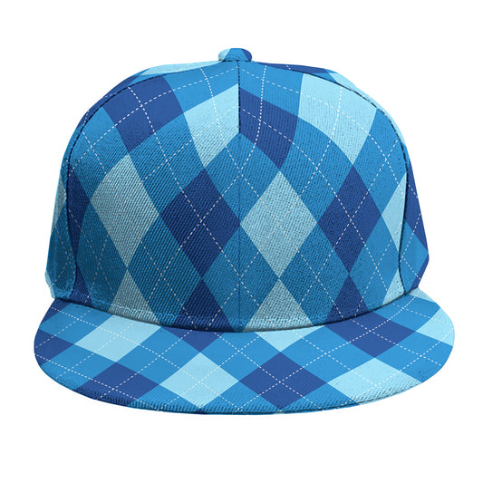 Blue Argyle Pattern Print Snapback Cap