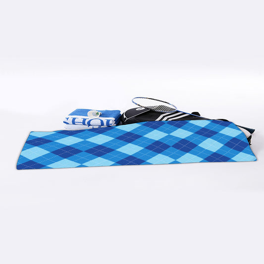 Blue Argyle Pattern Print Sports Towel