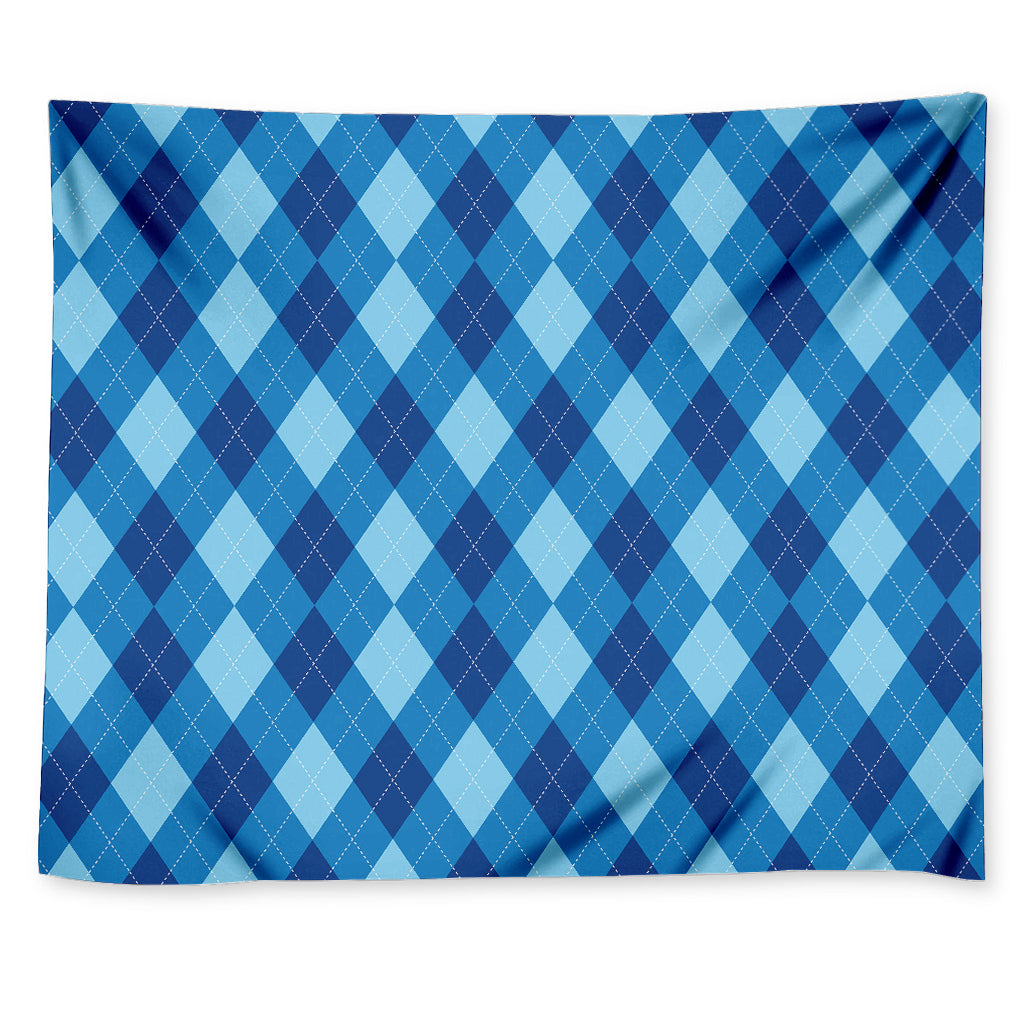 Blue Argyle Pattern Print Tapestry