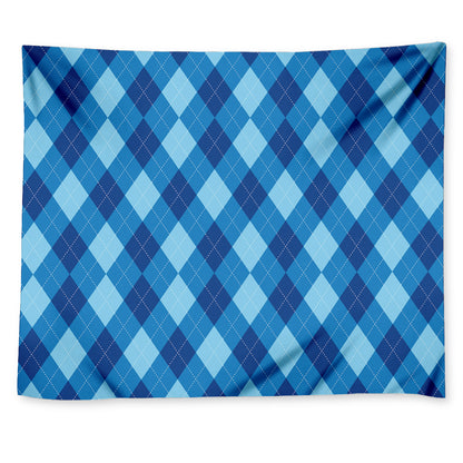 Blue Argyle Pattern Print Tapestry