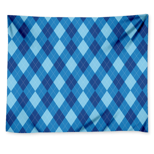 Blue Argyle Pattern Print Tapestry
