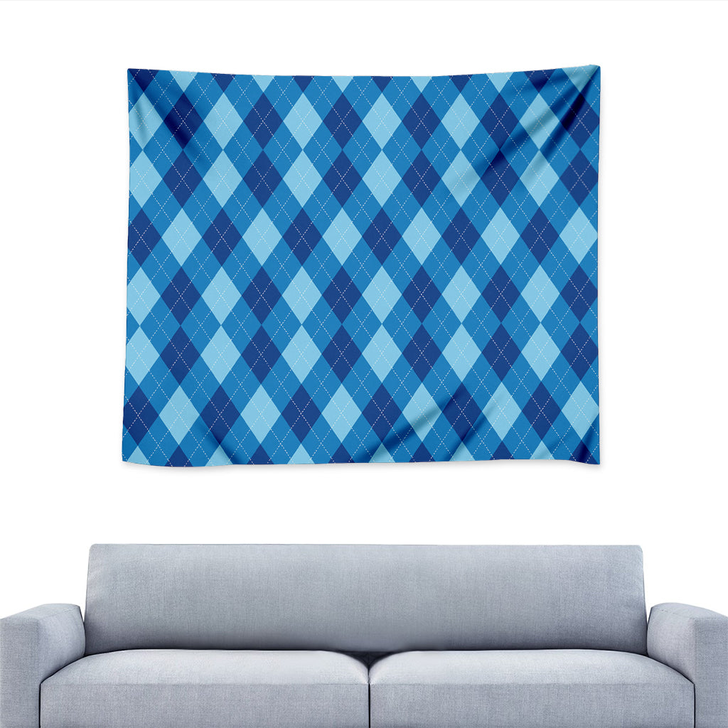 Blue Argyle Pattern Print Tapestry
