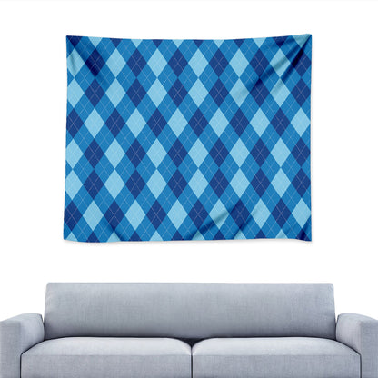 Blue Argyle Pattern Print Tapestry