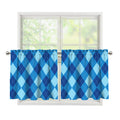 Blue Argyle Pattern Print Tier Curtains