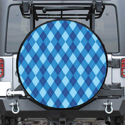 Blue Argyle Pattern Print Tire Cover