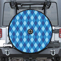 Blue Argyle Pattern Print Tire Cover With Camera Hole