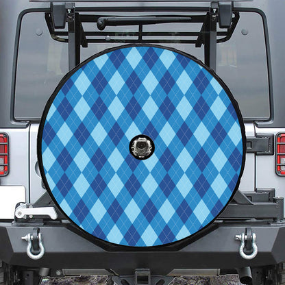 Blue Argyle Pattern Print Tire Cover With Camera Hole