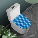 Blue Argyle Pattern Print Toilet Lid Cover