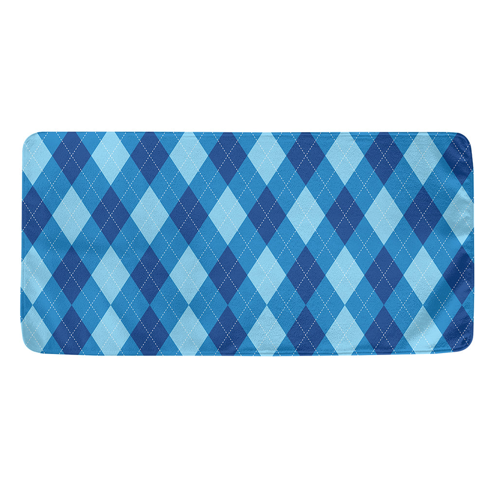 Blue Argyle Pattern Print Towel