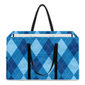 Blue Argyle Pattern Print Utility Tote Bag