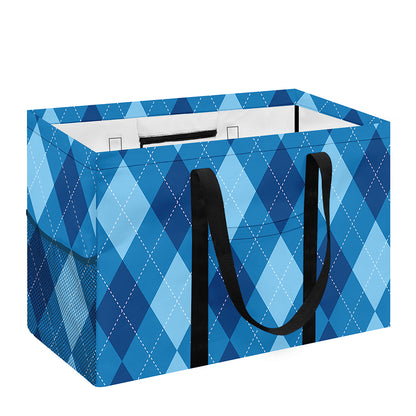 Blue Argyle Pattern Print Utility Tote Bag
