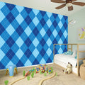 Blue Argyle Pattern Print Wall Sticker
