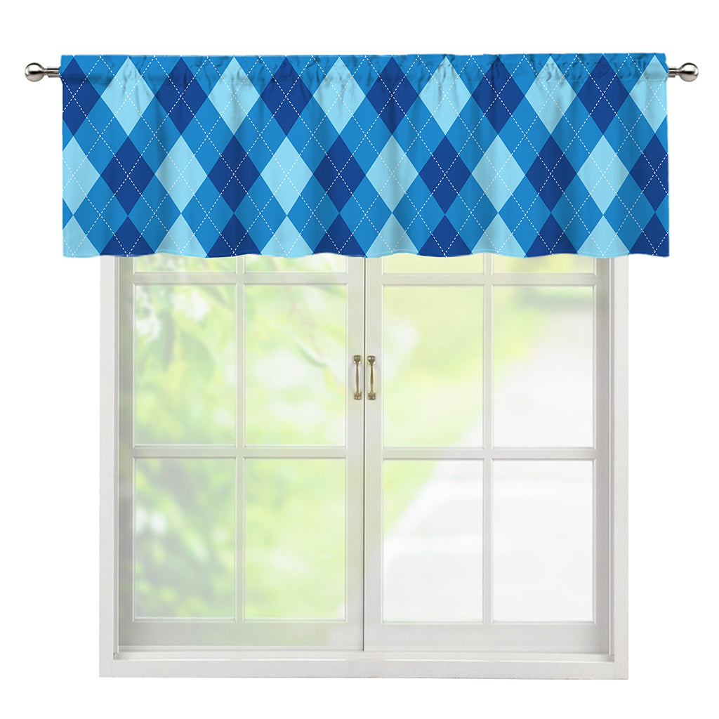 Blue Argyle Pattern Print Window Valance
