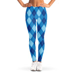 Blue Argyle Pattern Print Women's Leggings