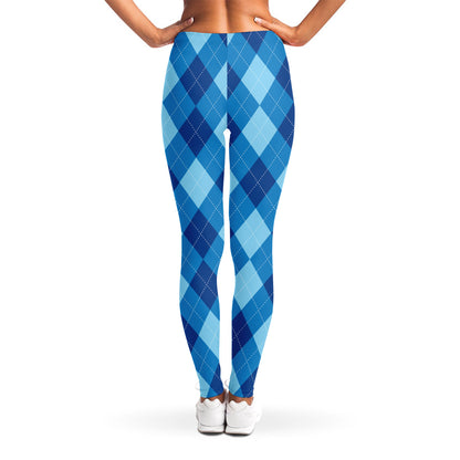 Blue Argyle Pattern Print Women's Leggings