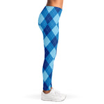 Blue Argyle Pattern Print Women's Leggings
