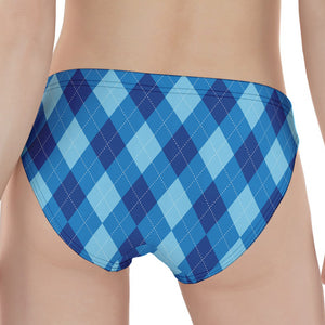 Blue Argyle Pattern Print Women's Panties