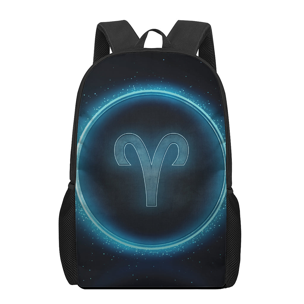 Blue Aries Zodiac Sign Print 17 Inch Backpack