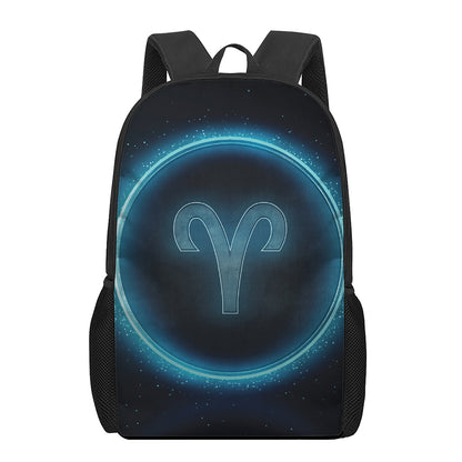 Blue Aries Zodiac Sign Print 17 Inch Backpack