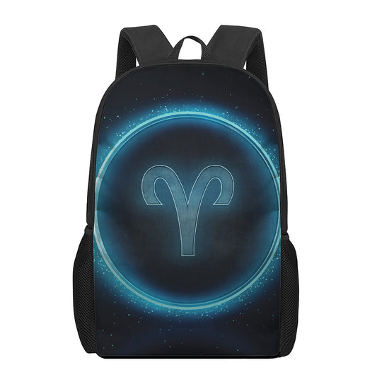 Blue Aries Zodiac Sign Print 17 Inch Backpack