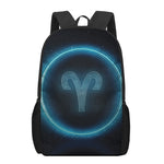 Blue Aries Zodiac Sign Print 17 Inch Backpack