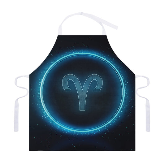 Blue Aries Zodiac Sign Print Adjustable Apron
