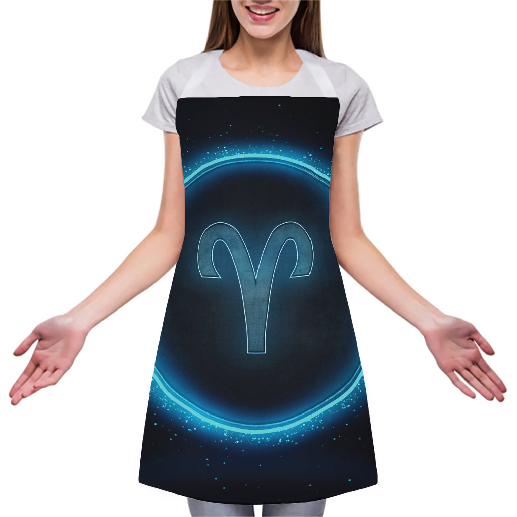 Blue Aries Zodiac Sign Print Adjustable Apron