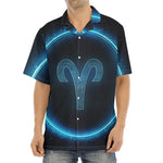 Blue Aries Zodiac Sign Print Aloha Shirt