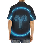 Blue Aries Zodiac Sign Print Aloha Shirt
