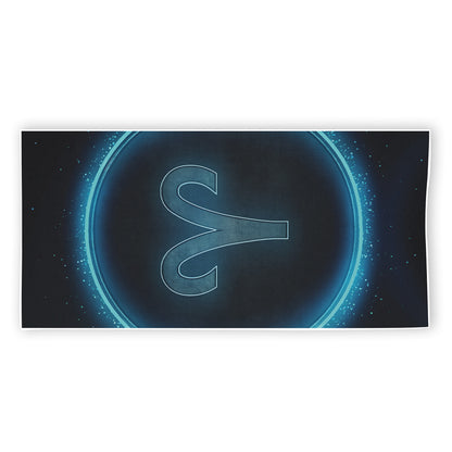 Blue Aries Zodiac Sign Print Beach Towel