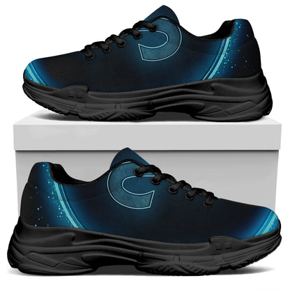 Blue Aries Zodiac Sign Print Black Chunky Shoes