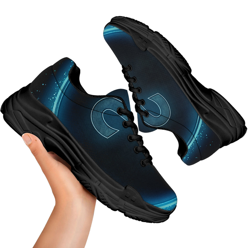 Blue Aries Zodiac Sign Print Black Chunky Shoes