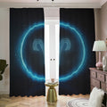 Blue Aries Zodiac Sign Print Dimout Pencil Pleat Curtains