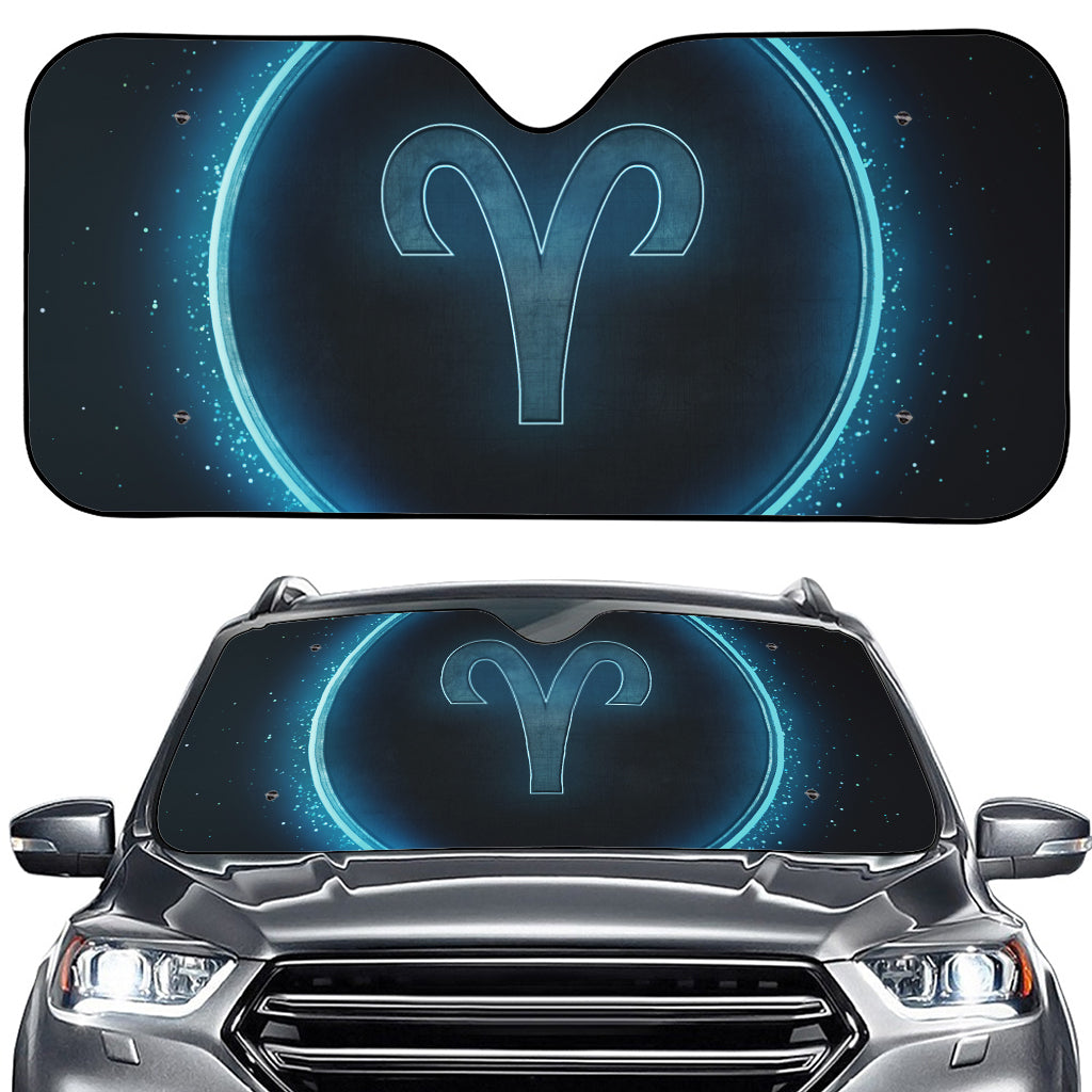 Blue Aries Zodiac Sign Print Car Windshield Sun Shade