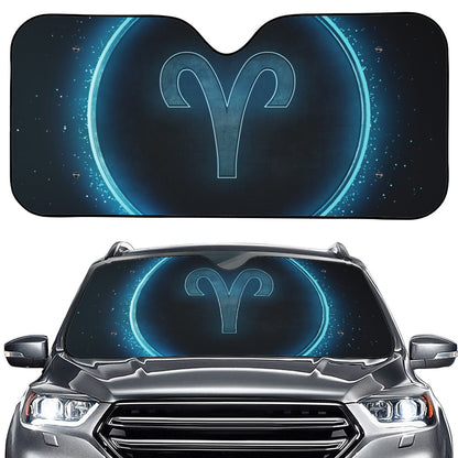 Blue Aries Zodiac Sign Print Car Windshield Sun Shade