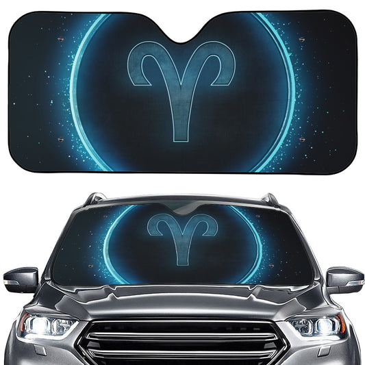 Blue Aries Zodiac Sign Print Car Windshield Sun Shade