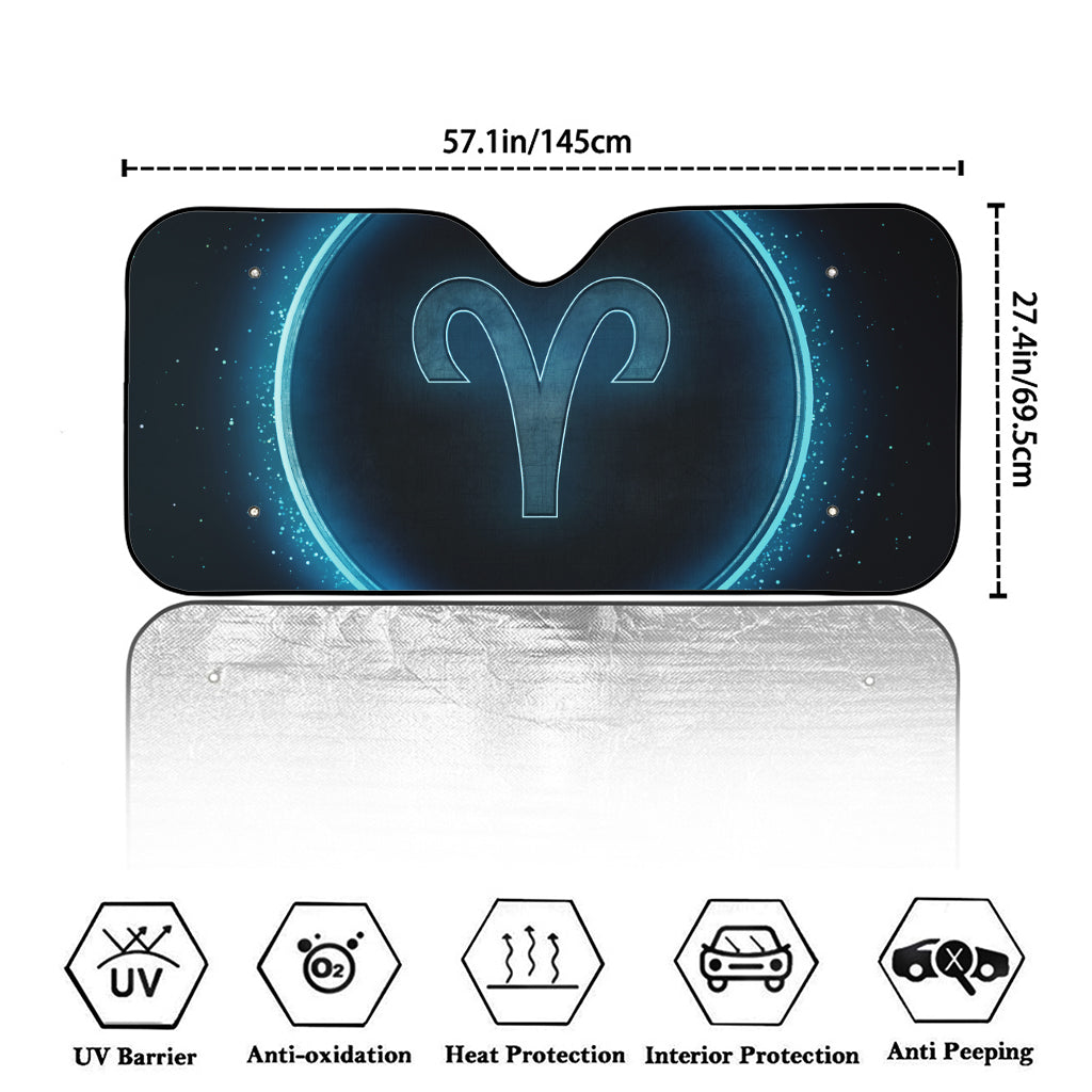 Blue Aries Zodiac Sign Print Car Windshield Sun Shade